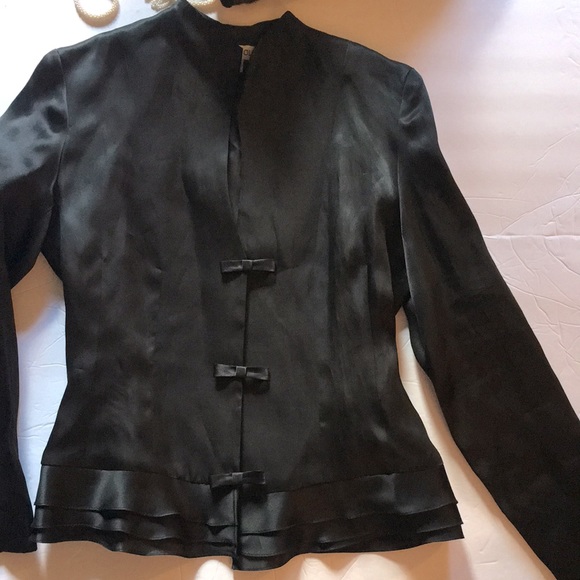 ILANA WOLF Black Silk Evening Jacket Sz M” - Picture 2 of 7
